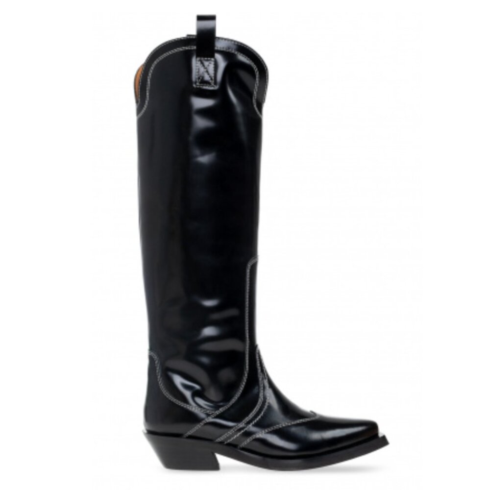 GANNI Polished Western Tall Boot